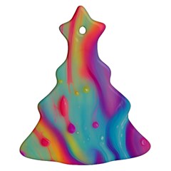 Liquid Art Pattern - Marble Art Ornament (christmas Tree)  by GardenOfOphir