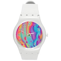 Liquid Art Pattern - Marble Art Round Plastic Sport Watch (m) by GardenOfOphir