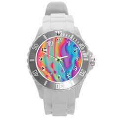 Liquid Art Pattern - Marble Art Round Plastic Sport Watch (l) by GardenOfOphir