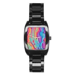 Liquid Art Pattern - Marble Art Stainless Steel Barrel Watch by GardenOfOphir