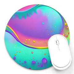 Liquid Art Pattern - Fluid Background Round Mousepad by GardenOfOphir