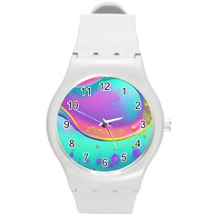 Liquid Art Pattern - Fluid Background Round Plastic Sport Watch (m) by GardenOfOphir