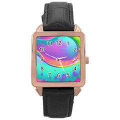 Liquid Art Pattern - Fluid Background Rose Gold Leather Watch  by GardenOfOphir