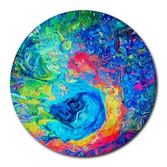 Liquid Art Pattern - Fluid Art Round Mousepad by GardenOfOphir