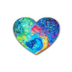 Liquid Art Pattern - Fluid Art Rubber Coaster (heart) by GardenOfOphir