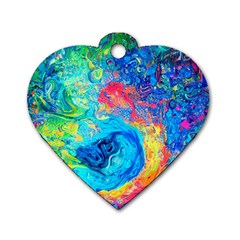 Liquid Art Pattern - Fluid Art Dog Tag Heart (two Sides) by GardenOfOphir