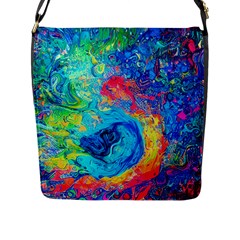 Liquid Art Pattern - Fluid Art Flap Closure Messenger Bag (l) by GardenOfOphir