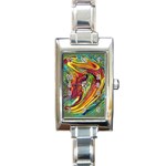 Liquid Art Pattern - Abstract Art Rectangle Italian Charm Watch Front