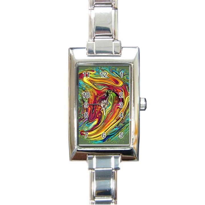 Liquid Art Pattern - Abstract Art Rectangle Italian Charm Watch