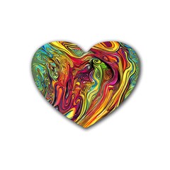 Liquid Art Pattern - Abstract Art Rubber Coaster (heart) by GardenOfOphir