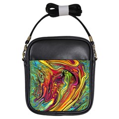 Liquid Art Pattern - Abstract Art Girls Sling Bag by GardenOfOphir