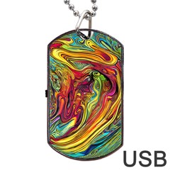 Liquid Art Pattern - Abstract Art Dog Tag Usb Flash (one Side) by GardenOfOphir