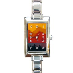 Mountain Forest Nature Scenery Art Mountains Rectangle Italian Charm Watch by Wegoenart