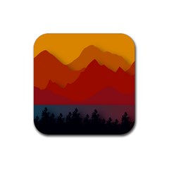 Mountain Forest Nature Scenery Art Mountains Rubber Coaster (square) by Wegoenart