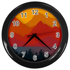 Mountain Forest Nature Scenery Art Mountains Wall Clock (black) by Wegoenart