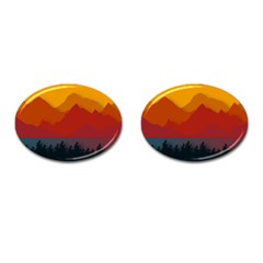 Mountain Forest Nature Scenery Art Mountains Cufflinks (oval) by Wegoenart