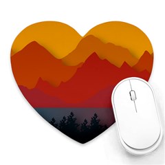 Mountain Forest Nature Scenery Art Mountains Heart Mousepad by Wegoenart