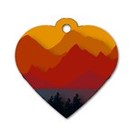 Mountain Forest Nature Scenery Art Mountains Dog Tag Heart (Two Sides) Front