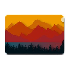 Mountain Forest Nature Scenery Art Mountains Small Doormat by Wegoenart