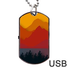 Mountain Forest Nature Scenery Art Mountains Dog Tag Usb Flash (one Side) by Wegoenart