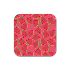 Watermelon Background Watermelon Wallpaper Rubber Square Coaster (4 Pack) by Wegoenart