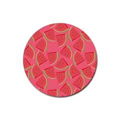 Watermelon Background Watermelon Wallpaper Rubber Coaster (round) by Wegoenart