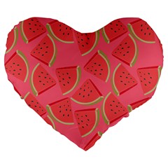 Watermelon Background Watermelon Wallpaper Large 19  Premium Heart Shape Cushions by Wegoenart