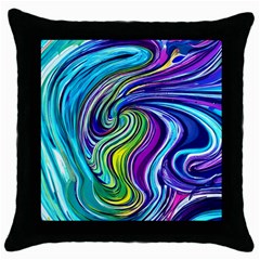 Waves Of Color Throw Pillow Case (black) by GardenOfOphir