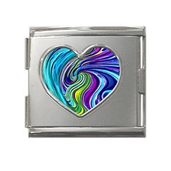 Waves Of Color Mega Link Heart Italian Charm (18mm) by GardenOfOphir