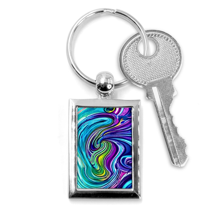 Waves Of Color Key Chain (Rectangle)