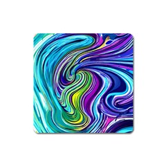 Waves Of Color Square Magnet by GardenOfOphir