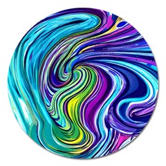 Waves Of Color Magnet 5  (round) by GardenOfOphir