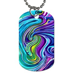 Waves Of Color Dog Tag (one Side) by GardenOfOphir