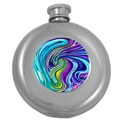 Waves Of Color Round Hip Flask (5 Oz) by GardenOfOphir