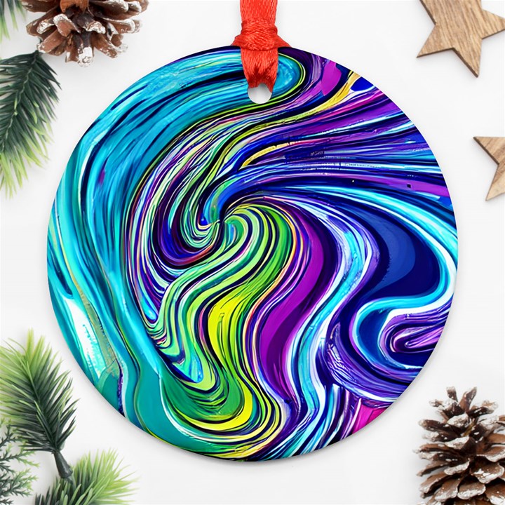 Waves Of Color Round Ornament (Two Sides)