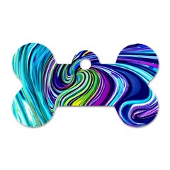 Waves Of Color Dog Tag Bone (one Side) by GardenOfOphir