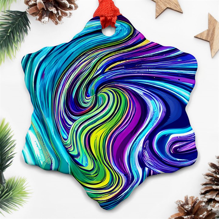 Waves Of Color Ornament (Snowflake)