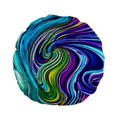 Waves Of Color Standard 15  Premium Round Cushions by GardenOfOphir