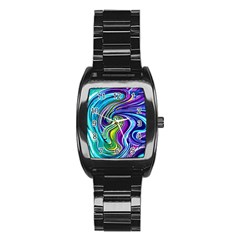 Waves Of Color Stainless Steel Barrel Watch by GardenOfOphir