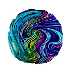 Waves Of Color Standard 15  Premium Flano Round Cushions by GardenOfOphir