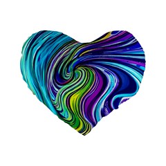 Waves Of Color Standard 16  Premium Flano Heart Shape Cushions by GardenOfOphir