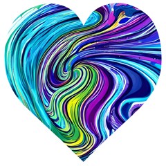 Waves Of Color Wooden Puzzle Heart by GardenOfOphir