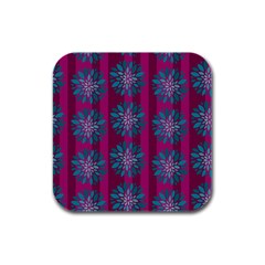 Art Floral Pattern Flower Seamless Decorative Rubber Square Coaster (4 Pack) by Wegoenart