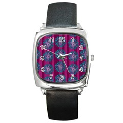 Art Floral Pattern Flower Seamless Decorative Square Metal Watch by Wegoenart