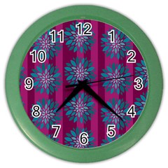 Art Floral Pattern Flower Seamless Decorative Color Wall Clock by Wegoenart