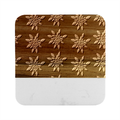 Art Floral Pattern Flower Seamless Decorative Marble Wood Coaster (square) by Wegoenart