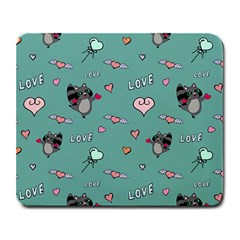 Raccoon Texture Seamless Scrapbooking Hearts Large Mousepad by Wegoenart