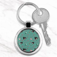 Raccoon Texture Seamless Scrapbooking Hearts Key Chain (round) by Wegoenart