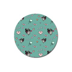 Raccoon Texture Seamless Scrapbooking Hearts Magnet 3  (round) by Wegoenart