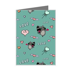 Raccoon Texture Seamless Scrapbooking Hearts Mini Greeting Card by Wegoenart